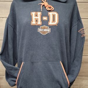 Harley-Davidson Men's Navy and Orange Pullover
